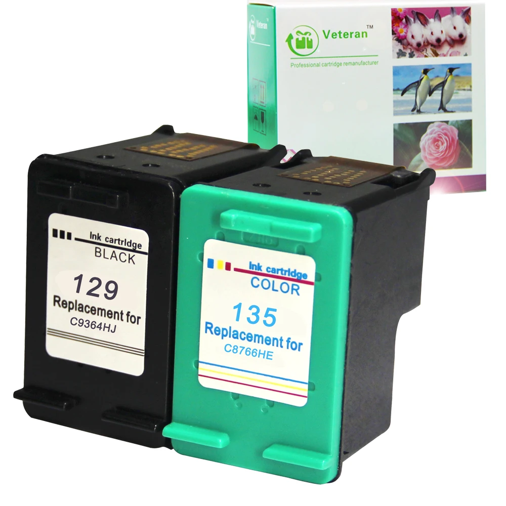 Картридж Veteran совместимый с hp 129 135 черными чернилами для принтера Deskjet C4183 5943 6943 6983