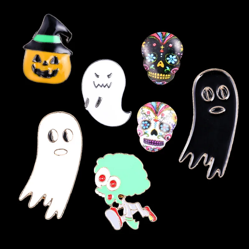 Мультяшные броши для Хэллоуина женщин и мужчин с привидением тыквы