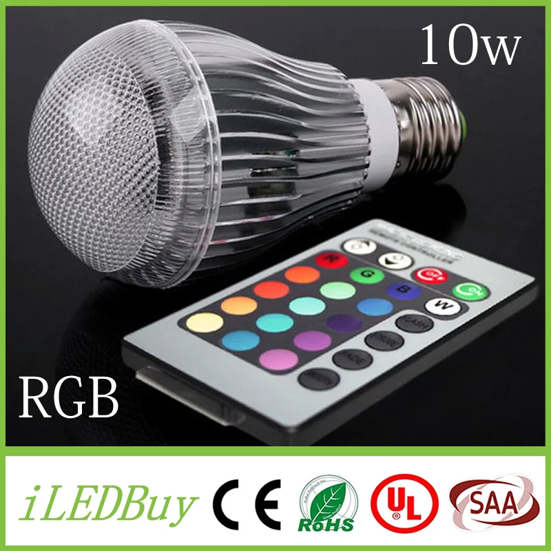 50 шт. Регулируемая GU10 GU5.3 E14 E27 Светодиодная лампа 10 Вт RGB AC85 265V 110 В 220 CE UL