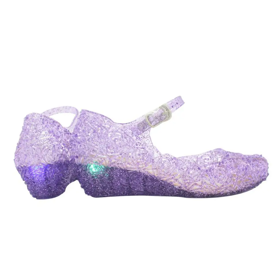 New kids Shoes Girl Princess Blue Crystal Sandals Girls Cosplay PVC Hole Snowflake Sandal |