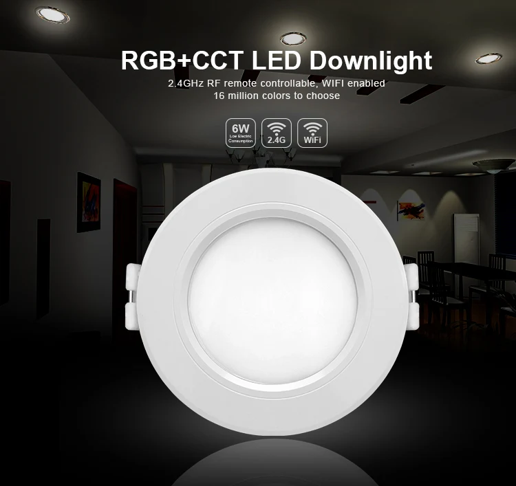 Mi Light 6 Вт/12 Вт RGBCCT (RGB + теплый белый/белый) Светодиодный светильник от wifi led