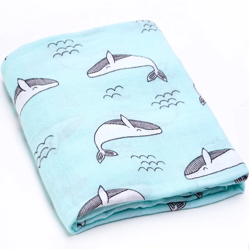 The whale Бамбуковые хлопковые детские одеяла для новорожденных, Большие Подгузники из муслина, Infantil, банное полотенце для пеленания, обертывание Bebe для фотосессии, Прямая поставка - Цвет: The whale