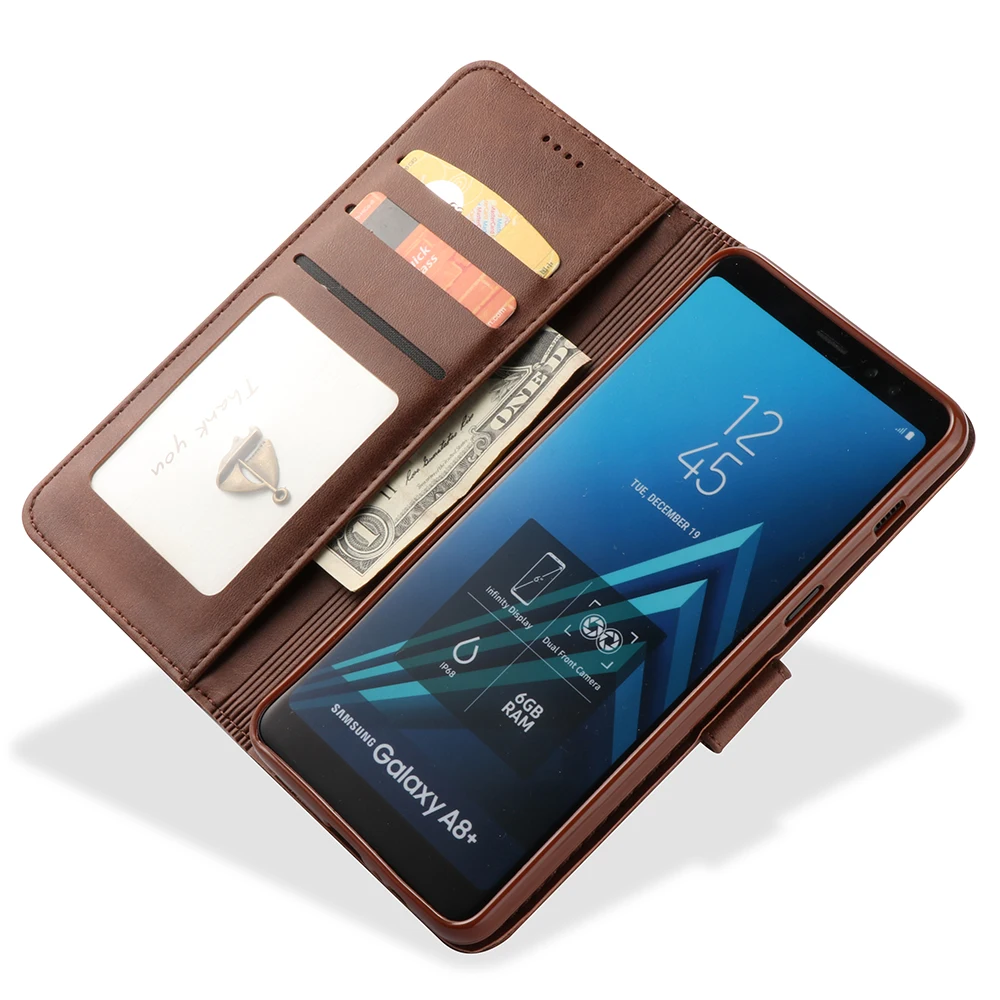 Leather Flip Case For Samsung Galaxy A9 A8 A7 A6 2018 Cover Card Holder Wallet for Plus Coque Funda Etui | Мобильные телефоны и