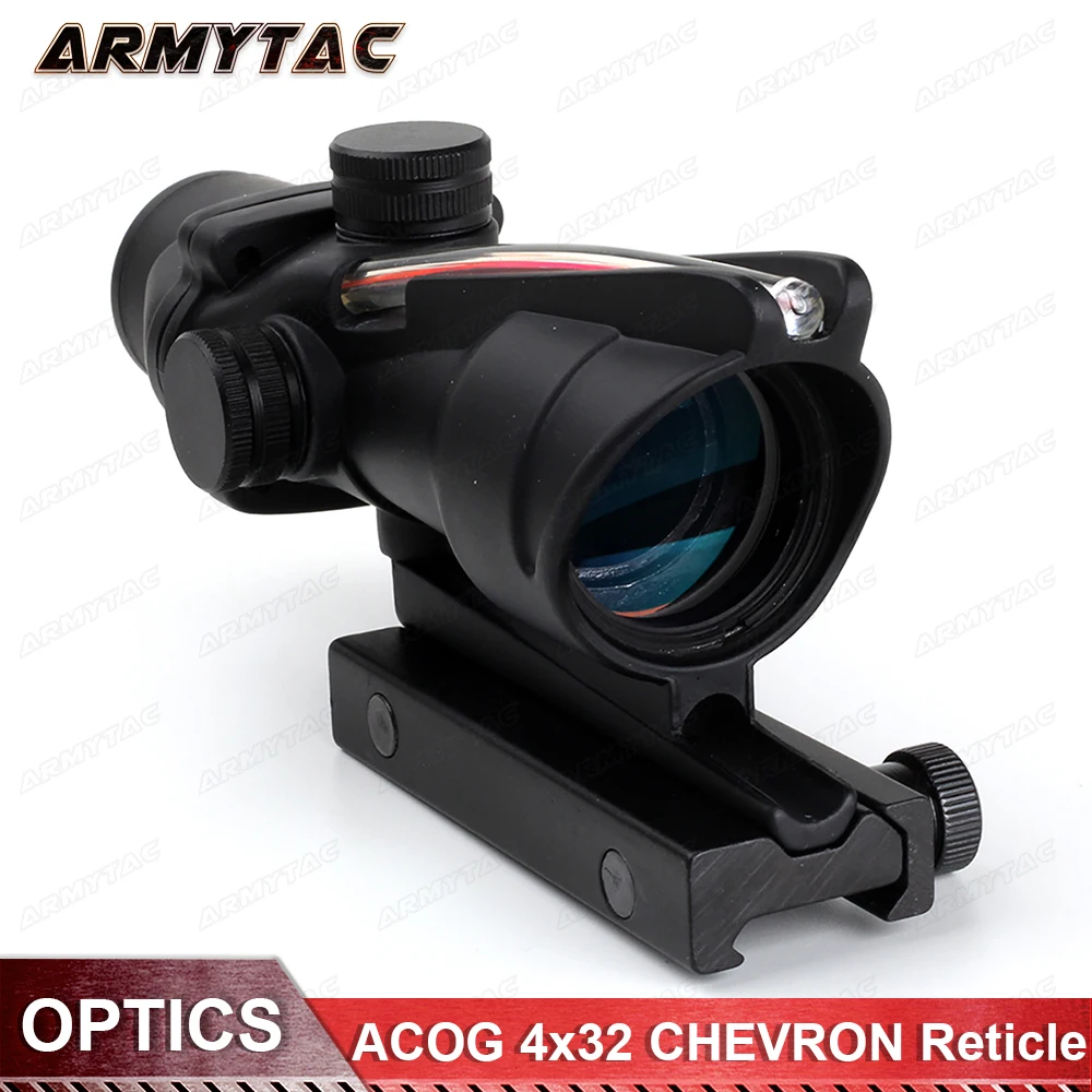 ArmyTac ACOG 4x32 охотничий прицел оптика из настоящего волокна красная подсветка
