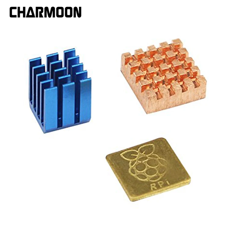 For Raspberry Pi 3/2 Model B Heat Sink 1 Aluminum + 2 Copper With Logo real thermal conducting tape Cooling | Компьютеры и офис