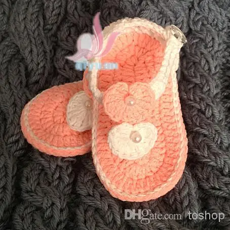 QYFLYXUE вязаные крючком детские шлепанцы Malibu летние для малышей красные белые и