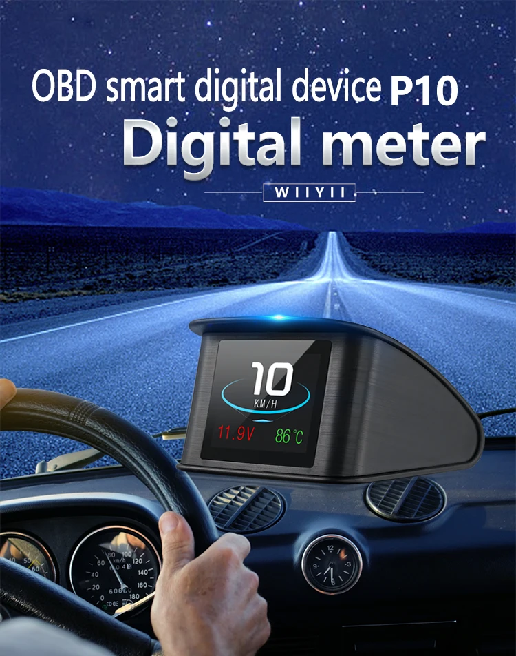 P10 автомобильный HUD Дисплей OBD2 цифровой автомобильный измеритель скорости проектор Авто OBD 2 Дисплей Сигнализация