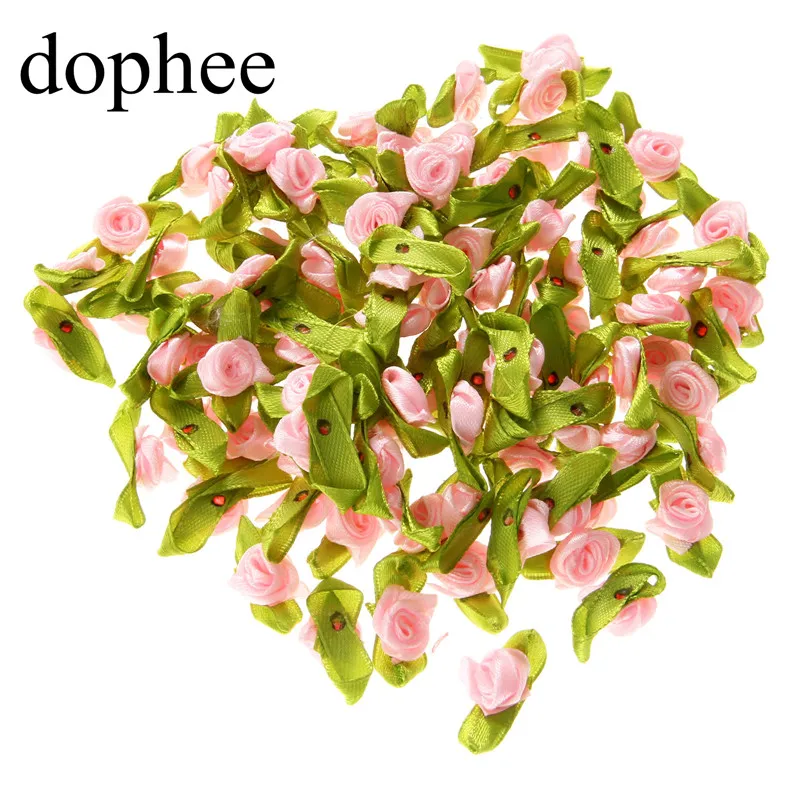 Dophee 100 шт. атласная лента роза 1 5 см Разноцветные искусственные мини шелковые розы