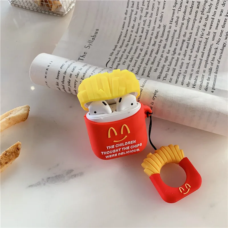 Смешной гамбургер картофель фри Мягкий силиконовый чехол для Apple Airpods противоударный чехол для Airpod 2 защитный чехол Аксессуары
