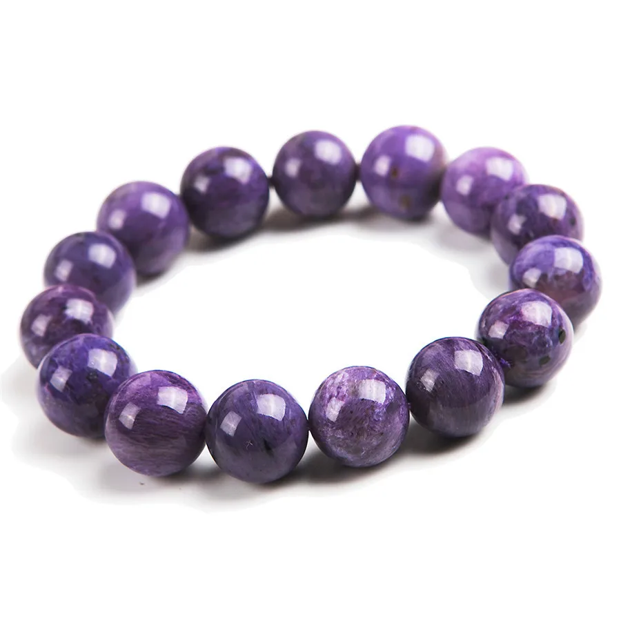 

14mm Natural Purple Charoite Bracelet For Women Men Healing Love Gift Crystal Round Beads Stone Gemstone Strands Jewelry AAAAA