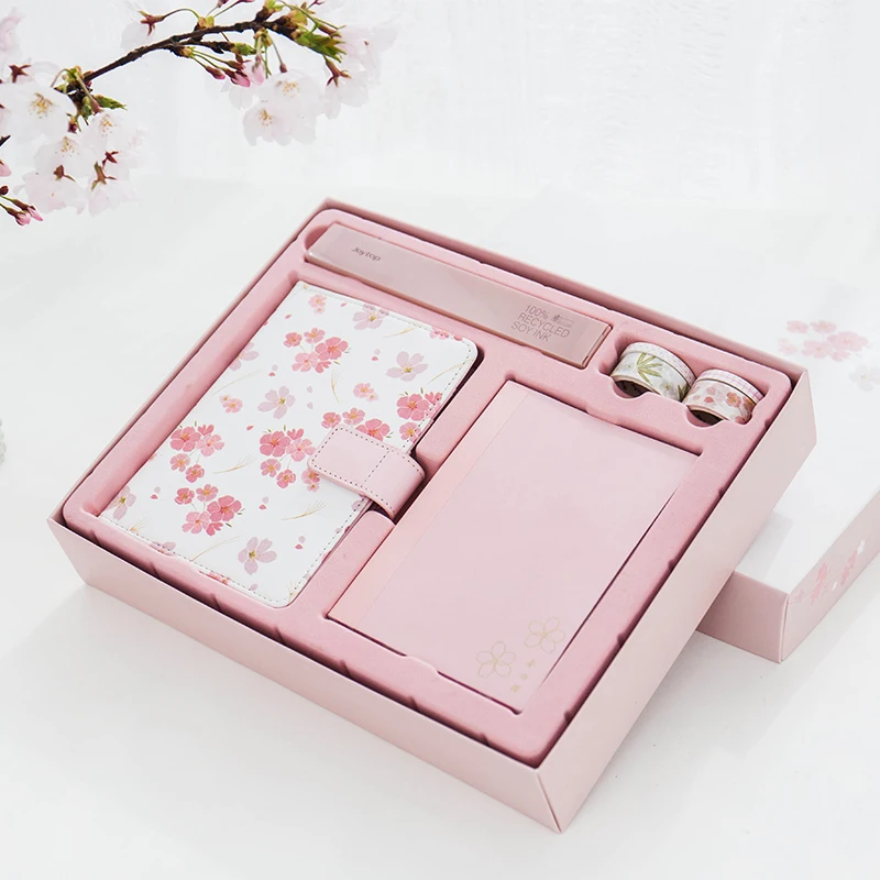 Подарочный набор Kawaii Sakura Notebook/Washi Tap/Pen/liner Janpanese дневник DIY офисные и школьные