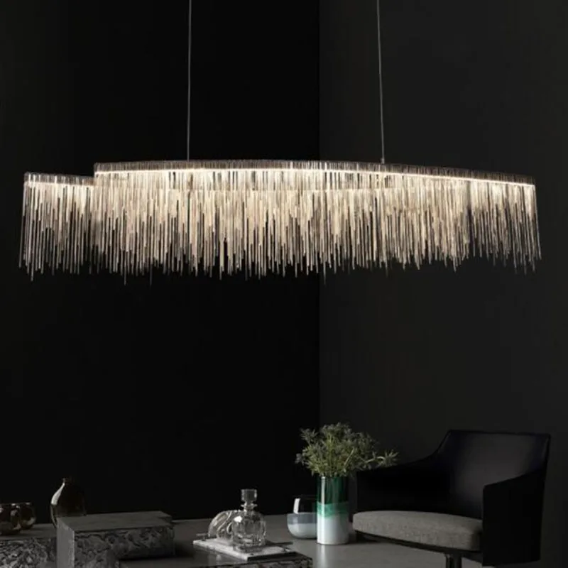 Joyful Home Modern Chain Stainless Steel Pendant Lights Hanging Dining Room Restaurant LED Bulbs Luster lamp Fixtures | Лампы и