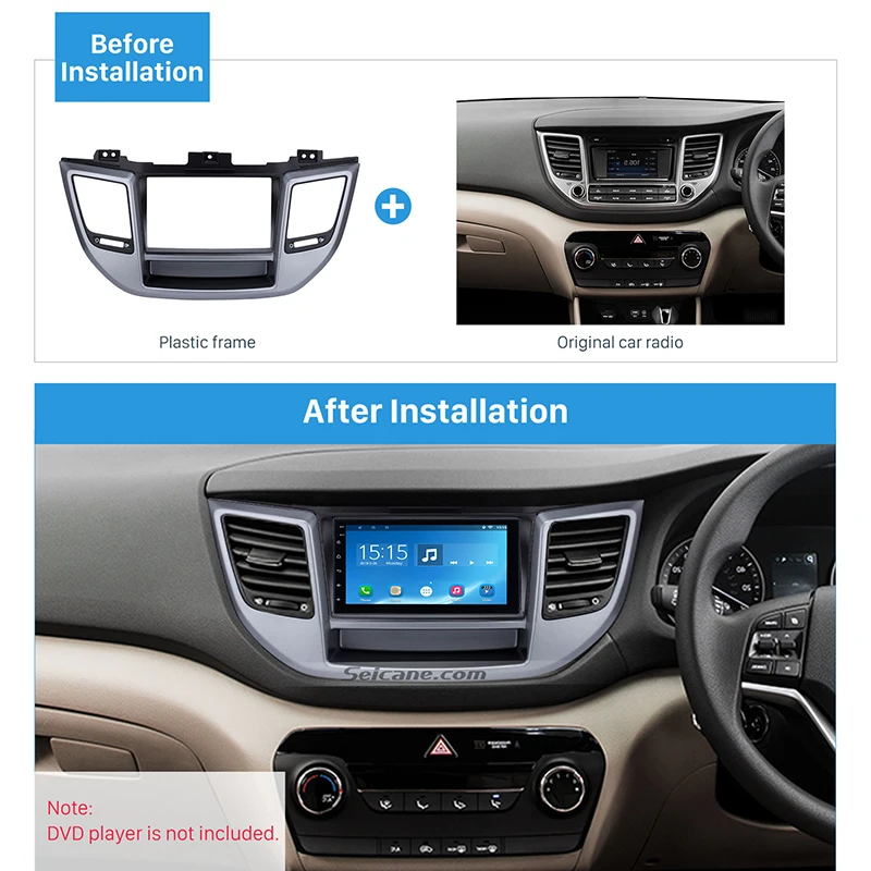 

Seicane Double Din Car Radio Installation Dashboard Frame Fascia Refitting Plate Panel For 2015 HYUNDAI TUCSON RHD