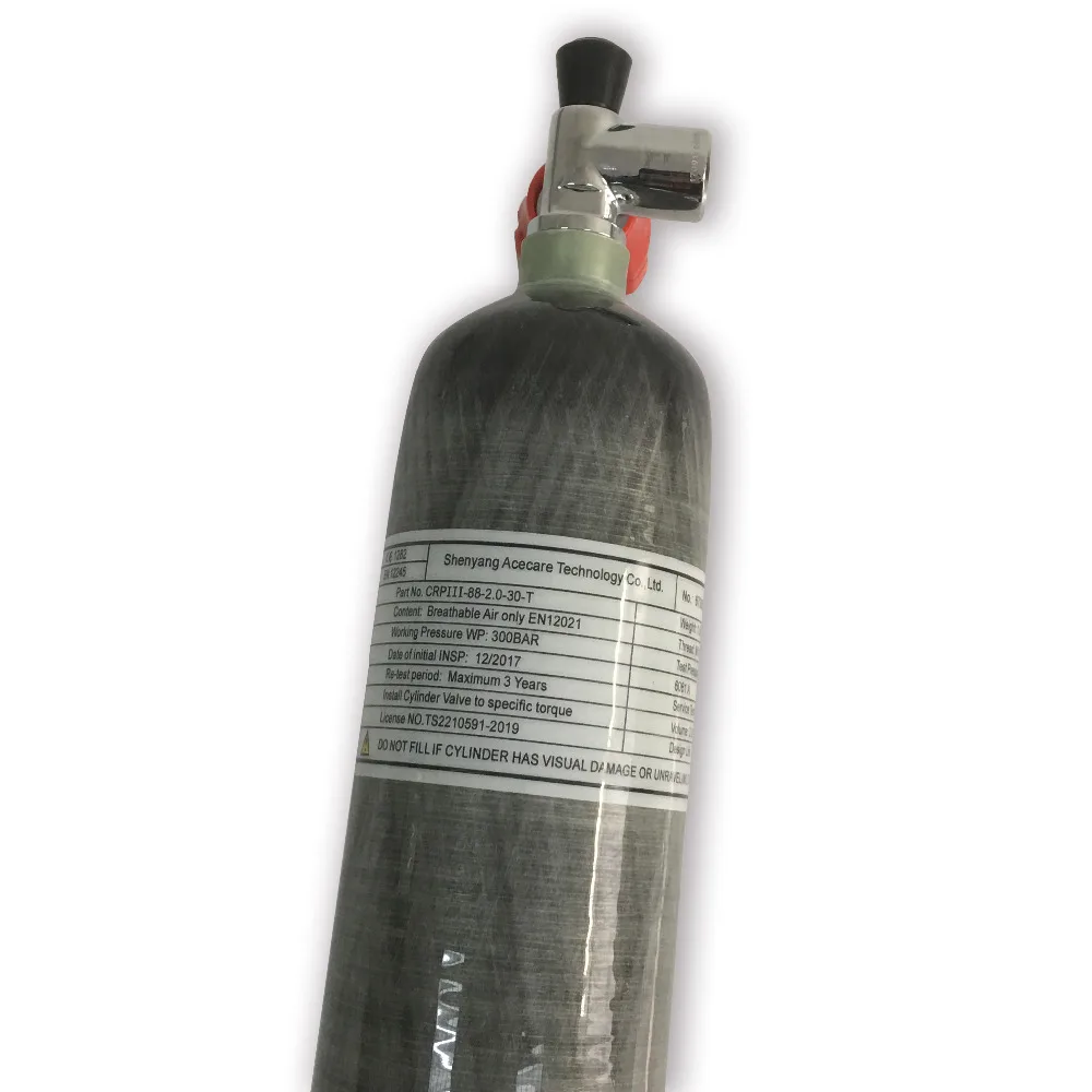 AC10211 Compressed Air Rifles 2L CE 300bar 4500psi Scuba Carbon Fiber Cylinder Paintball Tank High Pressure Cylinder Acecare