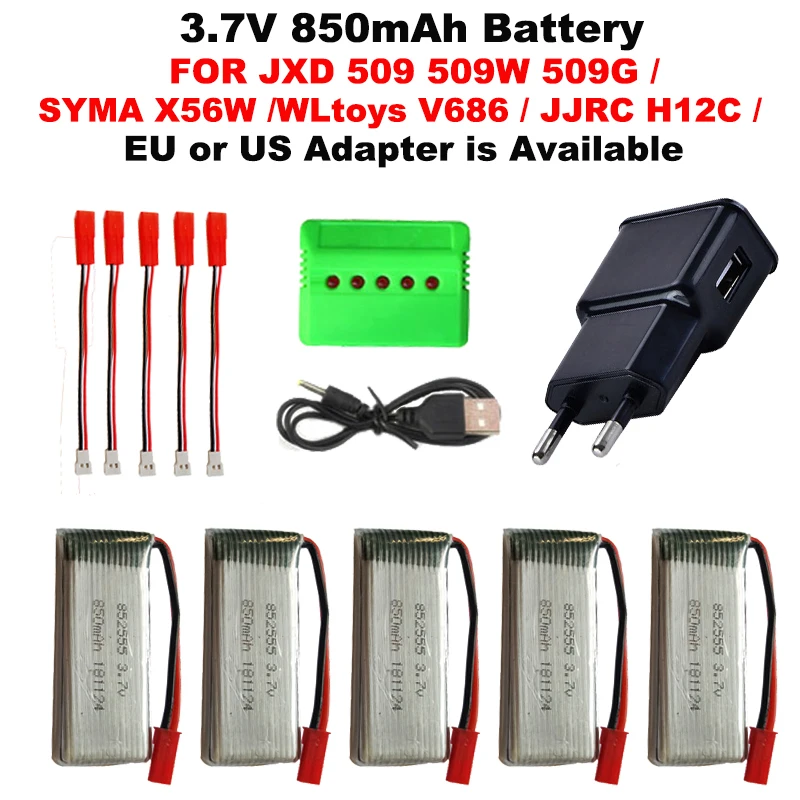 3 7 V 850mAh батарея для Syma X54HC X54HW X56W TK110HW JXD509/509w/F181 F187 V686 jjrcH12C RC Квадрокоптер запасные