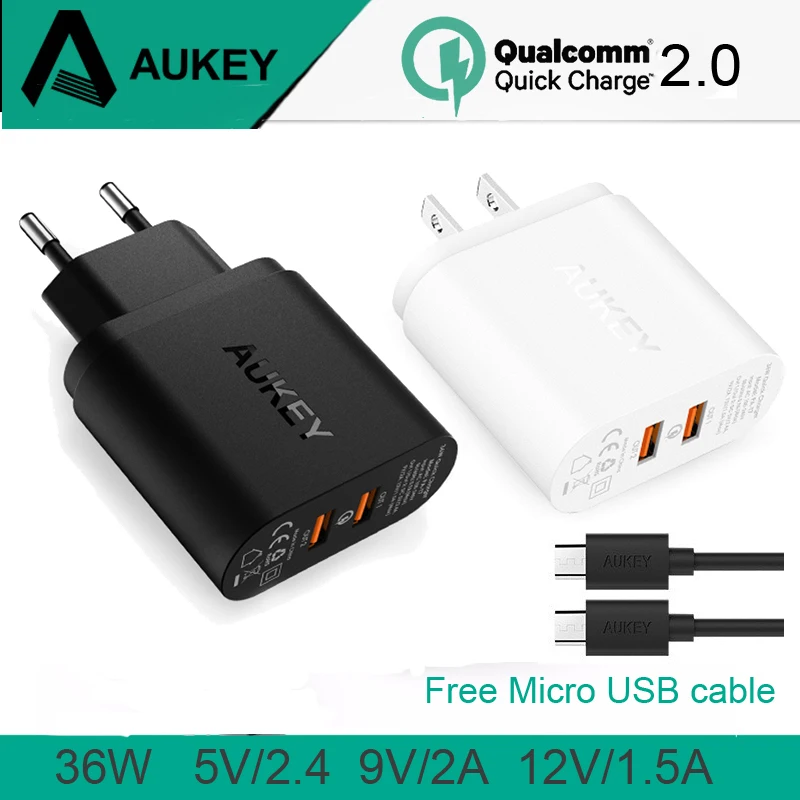 AUKEY 2 порта быстрое зарядное устройство 0 USB умная настенная зарядка Адаптивная