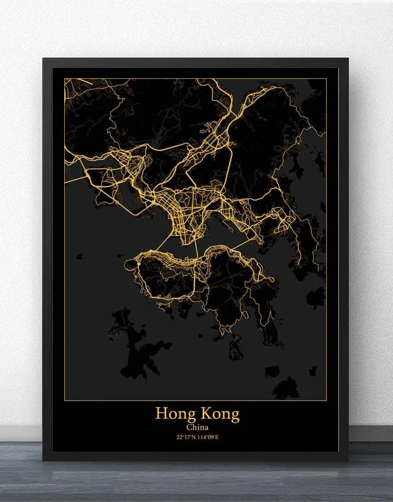 

Hong Kong China Map Poster
