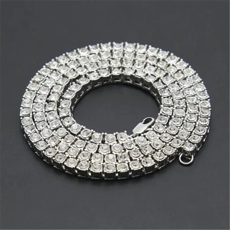 Мужские ожерелья в стиле хип-хоп украшенные камнями 1 ряд | Украшения и аксессуары