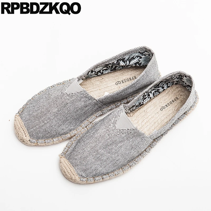 Designer Flats Comfort Canvas Men Shoes Casual Fashion Large Size Espadrilles Breathable Rubber Boys Slip On Lightweight Hemp | Обувь
