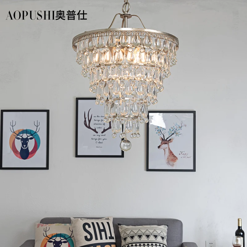 Современный хрустальный железный подвесной светильник абажур Подвесная лампа