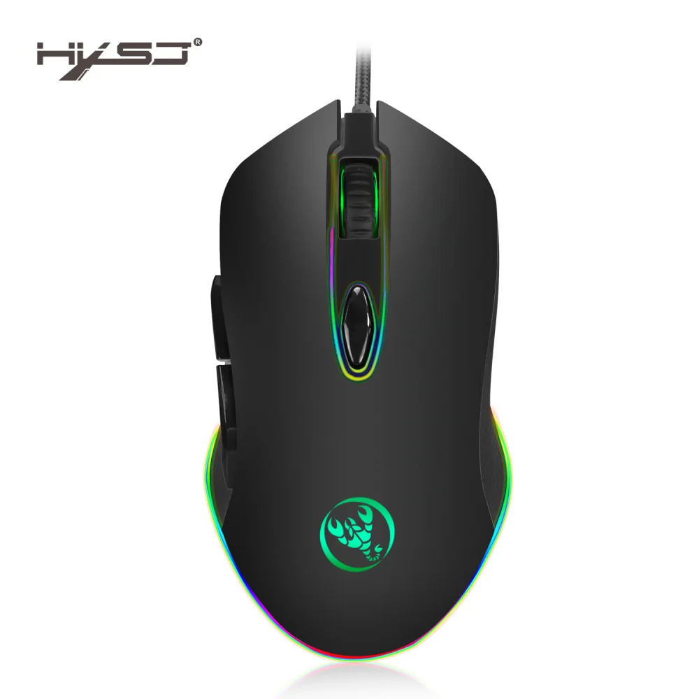 HXSJ игровая мышь USB Проводная мышь 6 кнопок 200-4800 dpi оптическая USB Проводная настольная мышь RGB с подсветкой для игрового плеера
