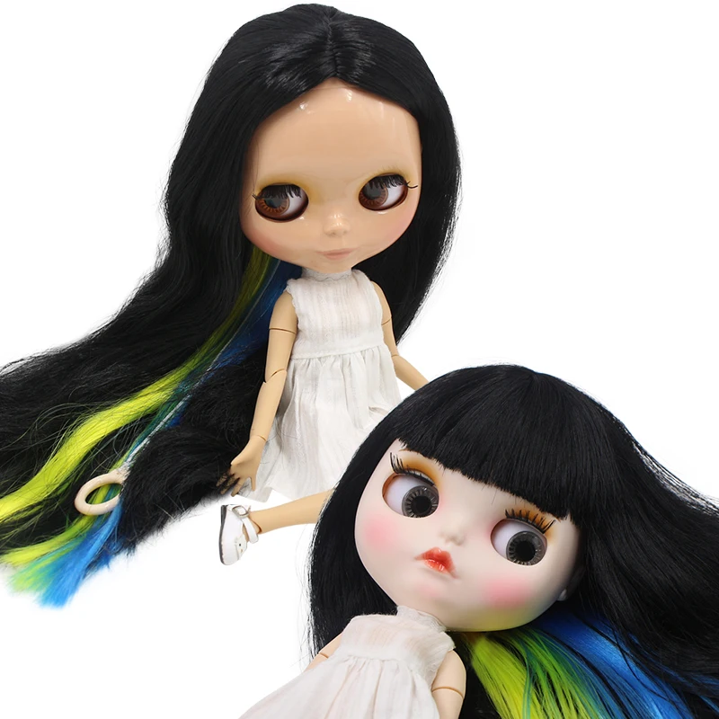 Кукла ICY DBS Blyth на заказ № BL117/3208/6208 черный микс желтый и синий волосы 1/6 BJD|Куклы| |