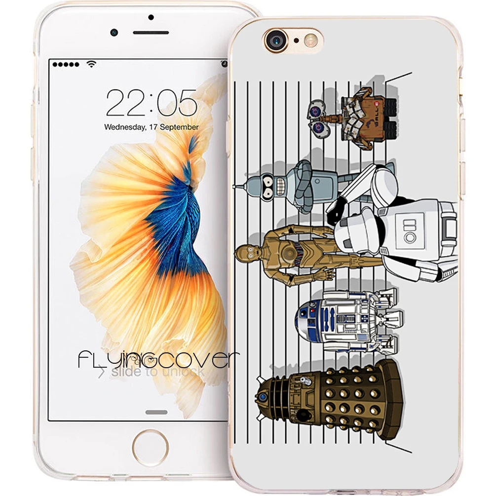 Coque Funny Star Wars Robot прозрачные мягкие силиконовые чехлы для телефонов iPhone XS Max XR X 7 8 6 S
