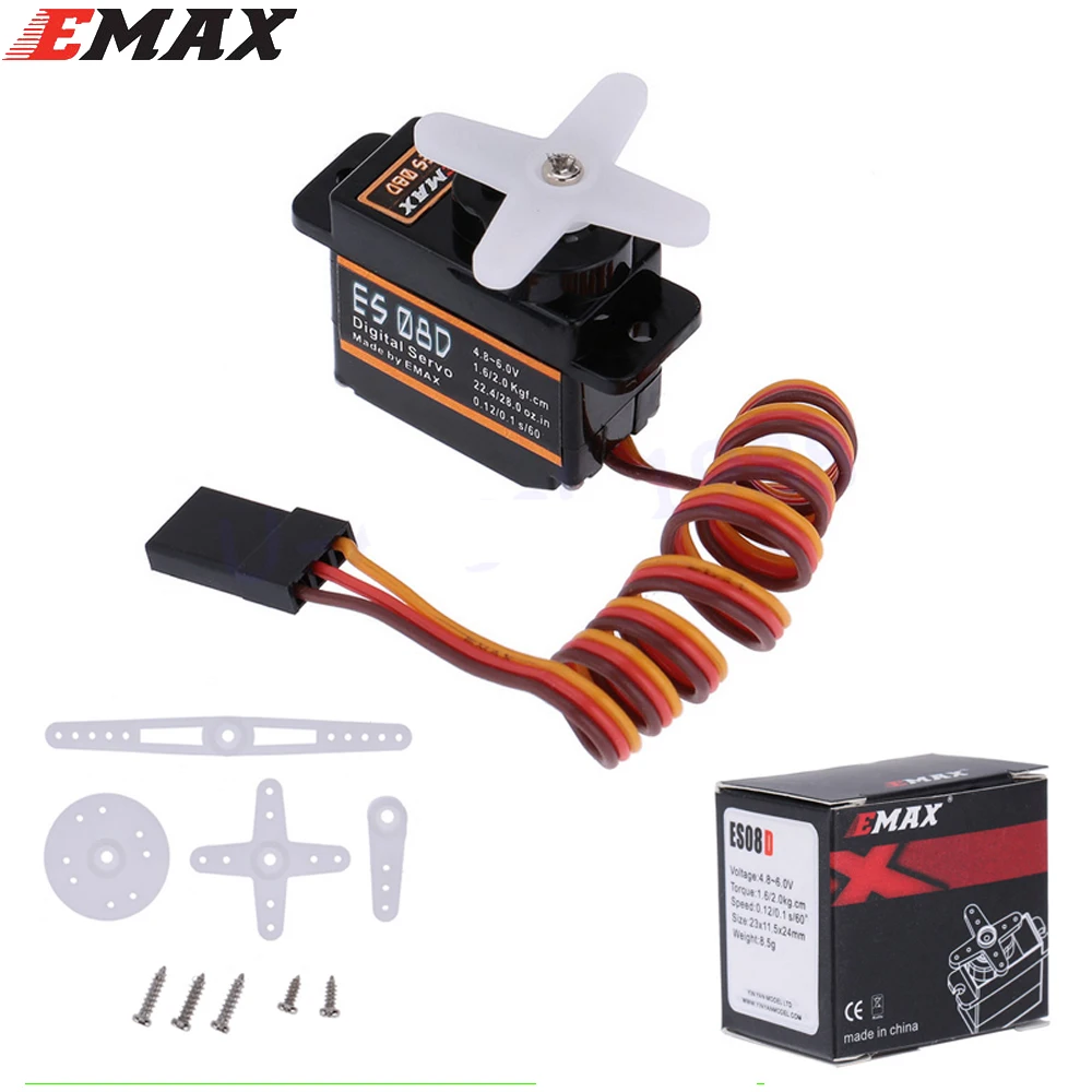 4 шт./лот EMAX ES08DII 9g пластик цифровой Micro Servo Для RC Вертолет Самолет Quadcopter