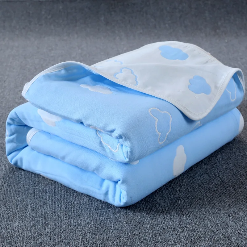 CLOUD BLUE Муслиновые одеяла для детей, 6 слоев, марля, хлопок, мягкое одеяло, для новорожденных, Пеленальное полотенце, детское банное полотенце, 110*110 см - Цвет: CLOUD BLUE