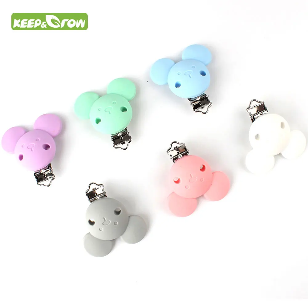 

1pcs Cartoon Mouse Pacifier Clips Silicone Nipple Holder BPA Free Baby Teething Teether Pendant pacifier Chain Clip Dummy Toys