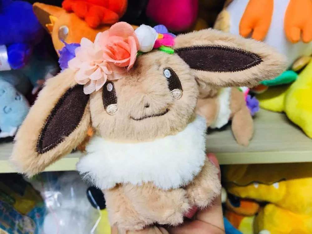 Покемон Япония Пасха 2018 Eevee плюшевая игрушка с цветочной короной кавайная 18