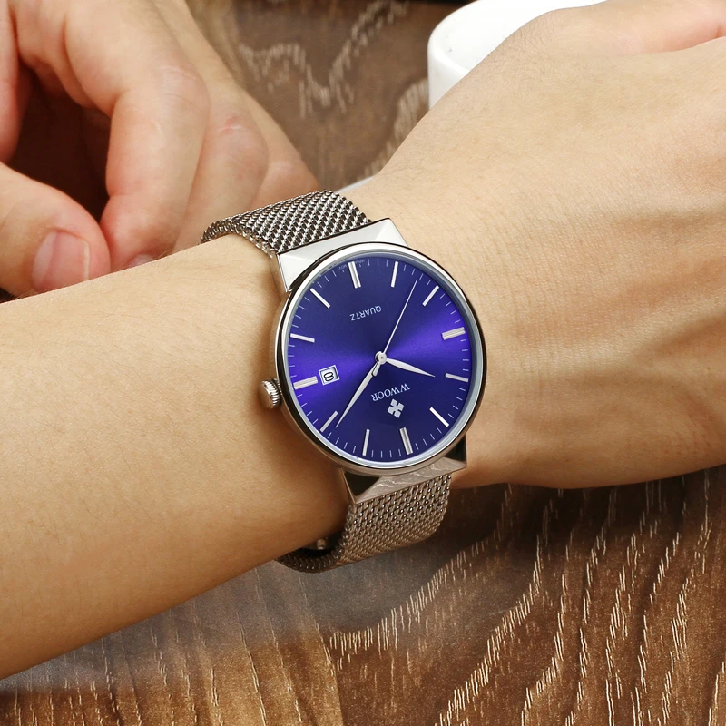 WWOOR Роскошные брендовые Для мужчин смотреть Водонепроницаемый