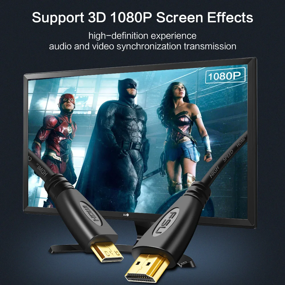 1,4 Версия Mini HDMI к HDMI кабель высокоскоростной адаптер 1080p 3D с позолоченным штекером для проектора HD tv lcd tv камера плоская