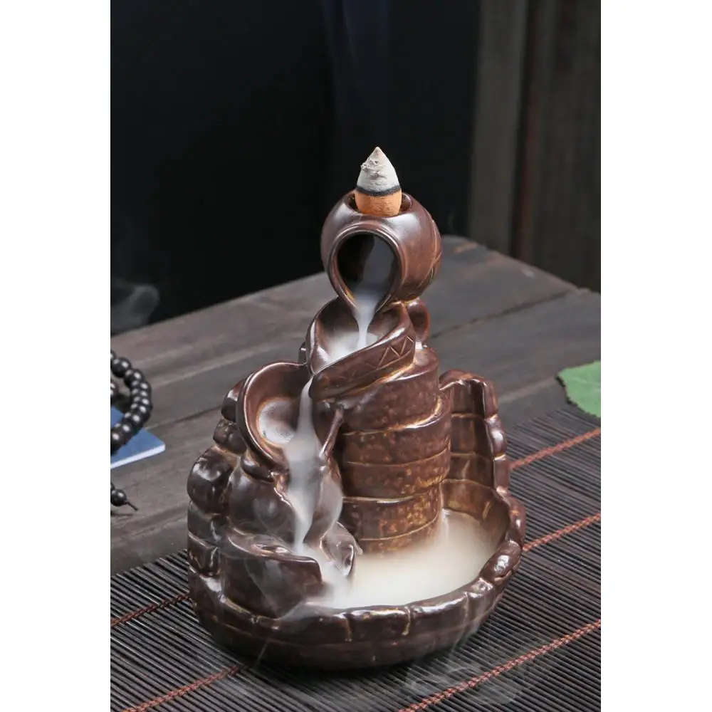 

Retro Smoke Waterfall Incense Burner Smoke Waterfall Incense Burner Holder Ornaments Incense Crafts Hand Carved Carving Censer