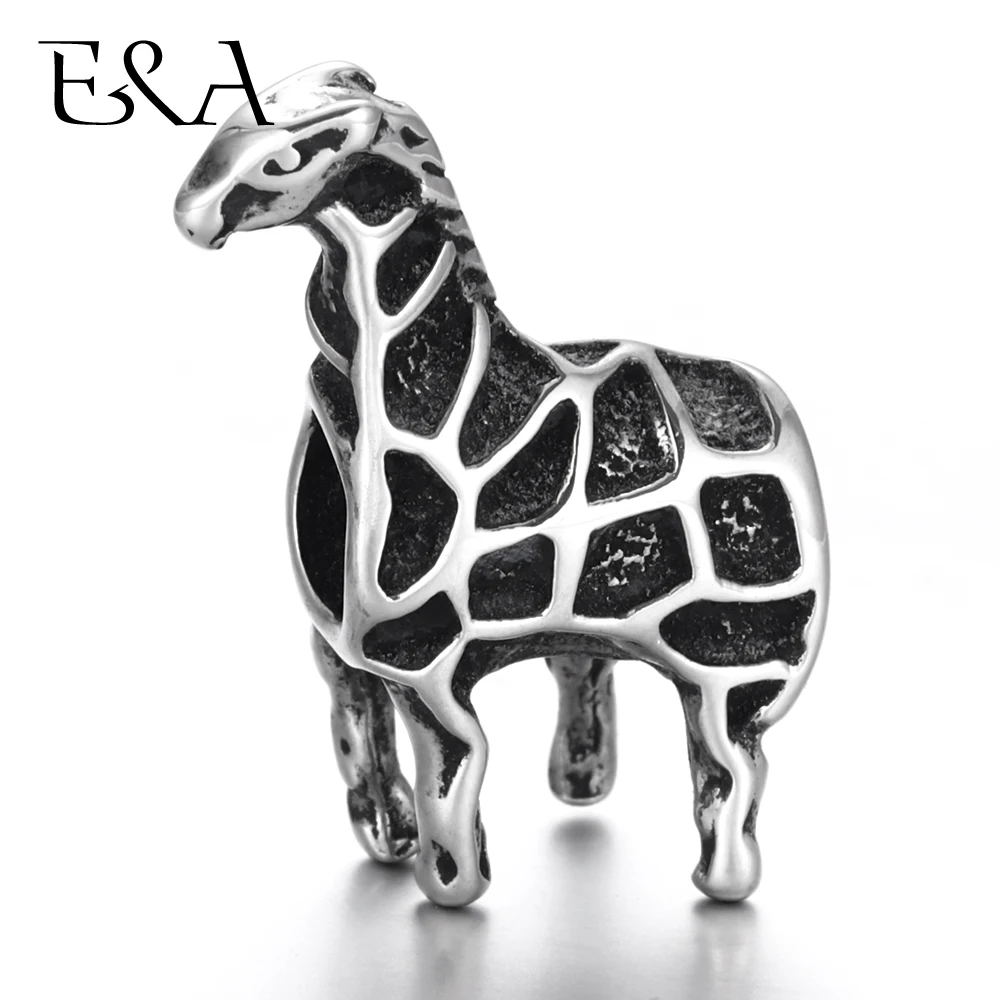 

Stainless Steel Beads Giraffe 5mm Hole Blacken Metal European Bead Animal Slide Charms for Bracelet DIY Jewelry Making Supplies