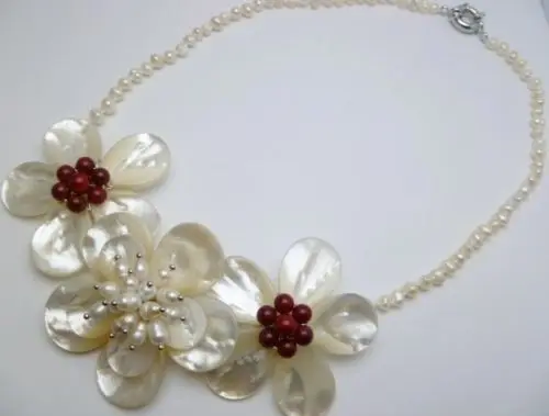 Модное ювелирное изделие 3 перламутровое ожерелье в виде цветка с двойным листом