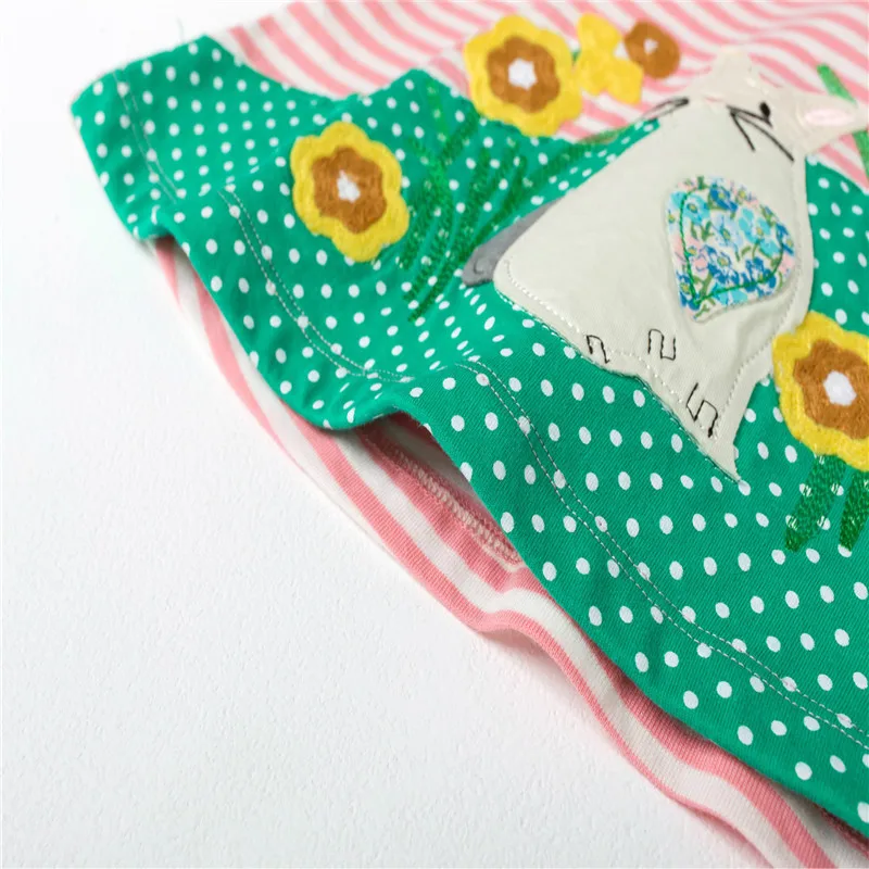 New designed spring Autumn winter girls dresses applique Flowers and animals Girl Dress tops Clothes for children 3-12 years | Детская