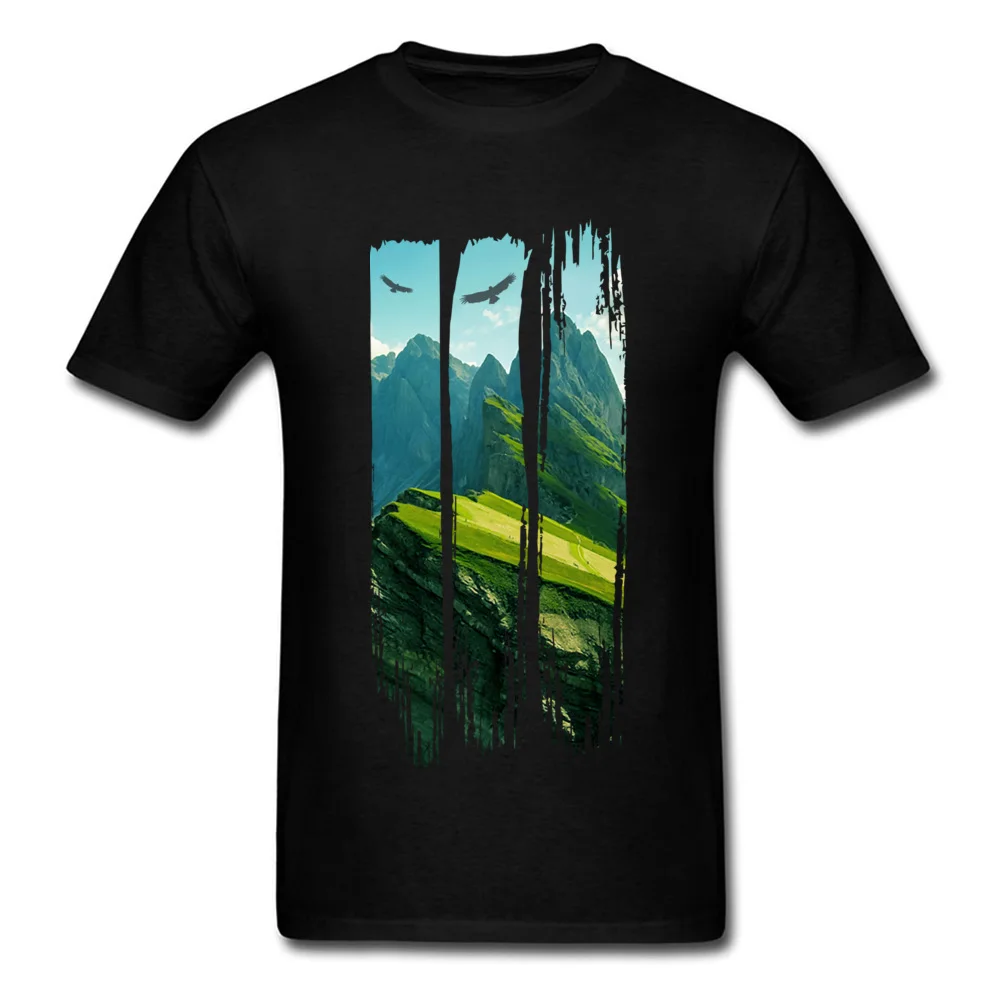 Mountain Landscape Shirt Men T Shirts Cotton Fabric Tshirts Casual Top T-shirts Retro Clothing Family Summer Fall Crew Neck Tee |