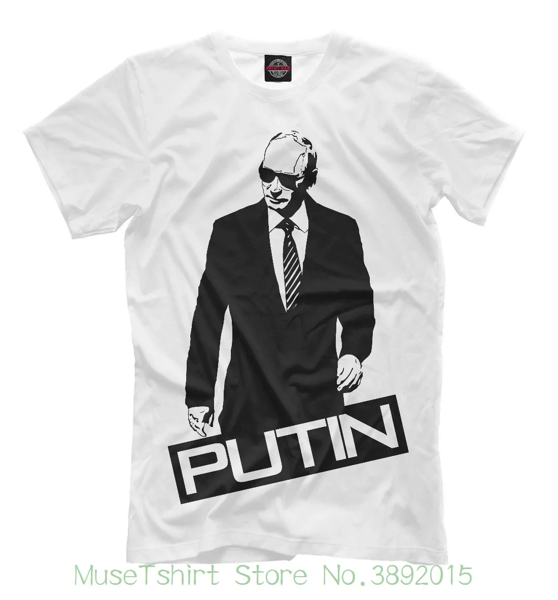 Стильная футболка с изображением Путиным черно белая Летняя хлопковая модная