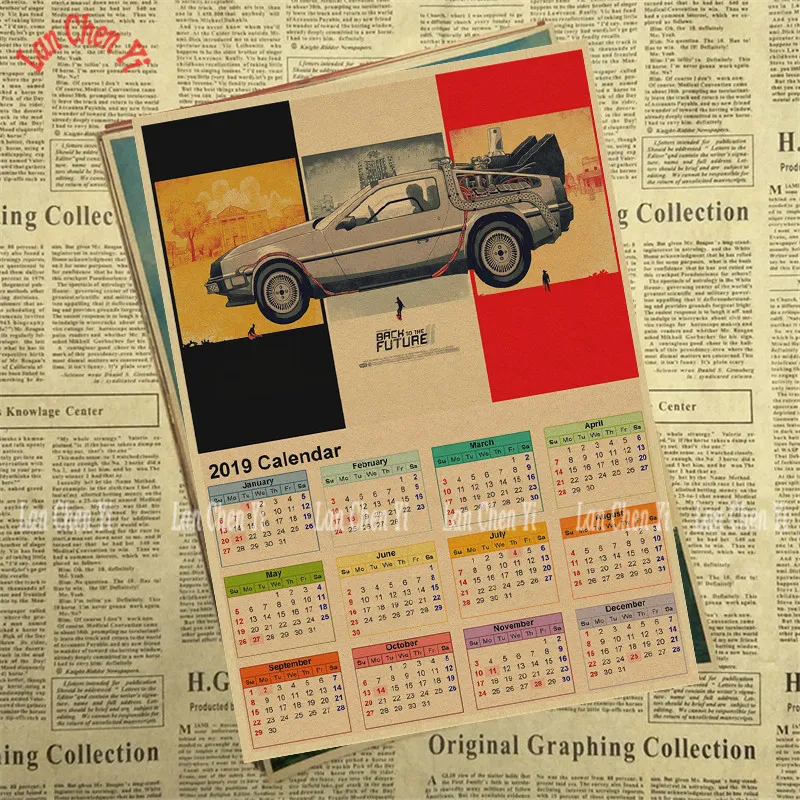 2019 Calendar Classic film Series 1 Kraft paper poster Cafe Bar Home Decor Retro Paper Wall Sticker | Дом и сад