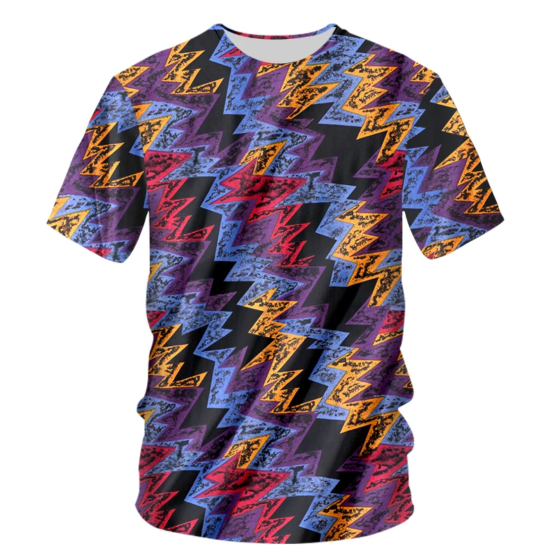 

Fashion Funny T-shirt Men Tshirt 6XL Flash Electric Wavy Pattern Print Hip Hop Tops Tee Casual Camiseta Short Sleeve 3d T Shirt