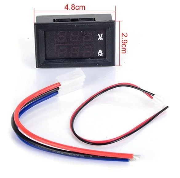 DHL 100 pieces Car voltage current meter Digital Ammeter Voltmeter DC 0-100V/10A 4 wire dual LED Display | Инструменты