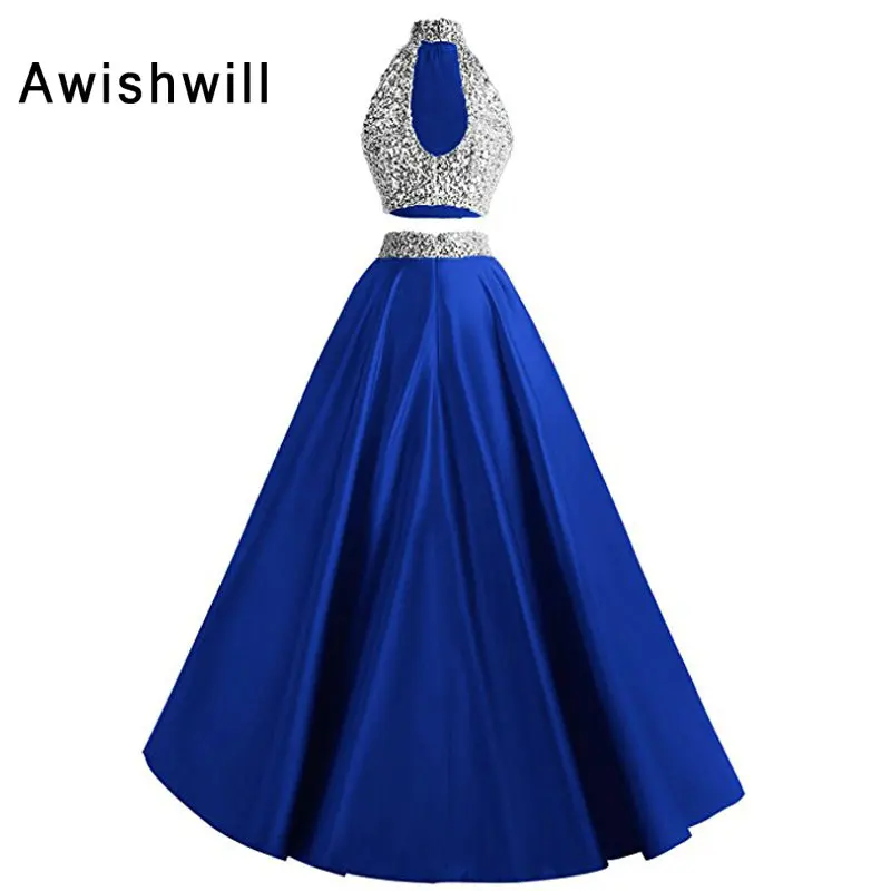 Платье для выпускного вечера из двух частей без рукавов с блестками|Платья на