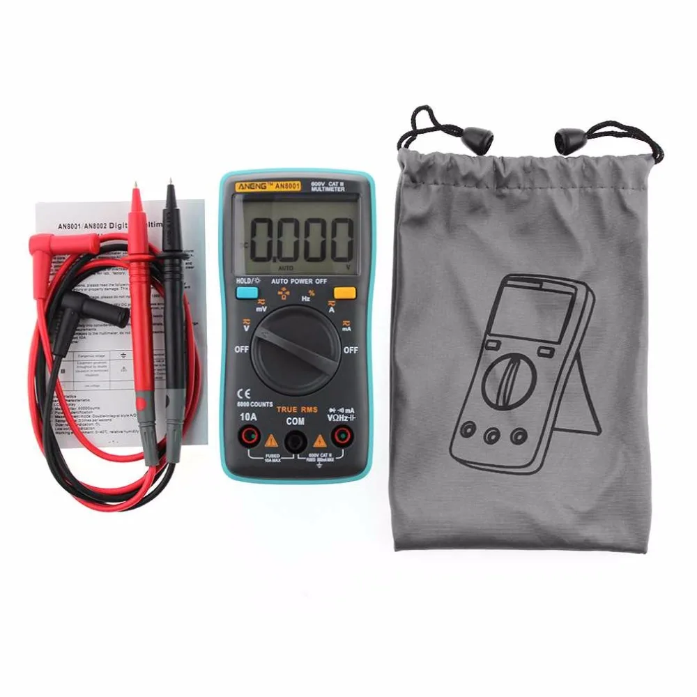 Professional And Practical AN8001 Digital Multimeter 6000 Counts Backlight AC/DC Ammeter Voltmeter Ohm Portable Meter|multimeter cable|multimeter