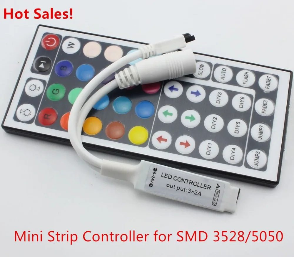 Светодиодный мини контроллер 10X44/24Key ИК RGB для SMD 3528 5050 светодиодный полос света