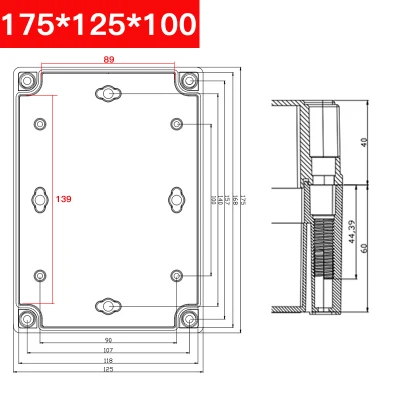 175 125 100 ABS пластик IP67 водонепроницаемый распределительная коробка DIY наружная электрическая Соединительная коробка кабельный филиал 95*65*55 - Цвет: 175 125 100
