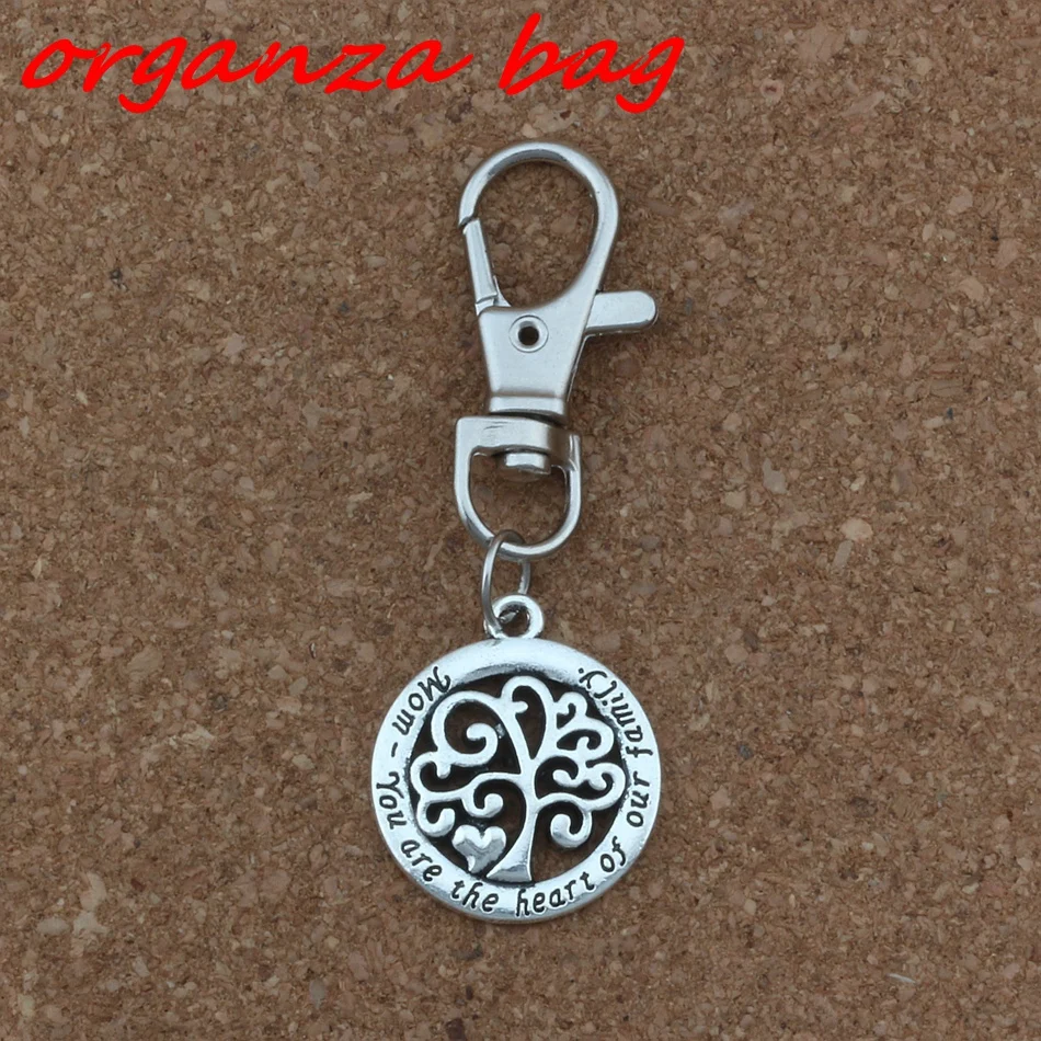 

5Pcs /Lots Alloy Mom You Are The Heart Of Our Family Tree Of Life Charms Bead with Lobster clasp Fit Charm Bracelet DIY