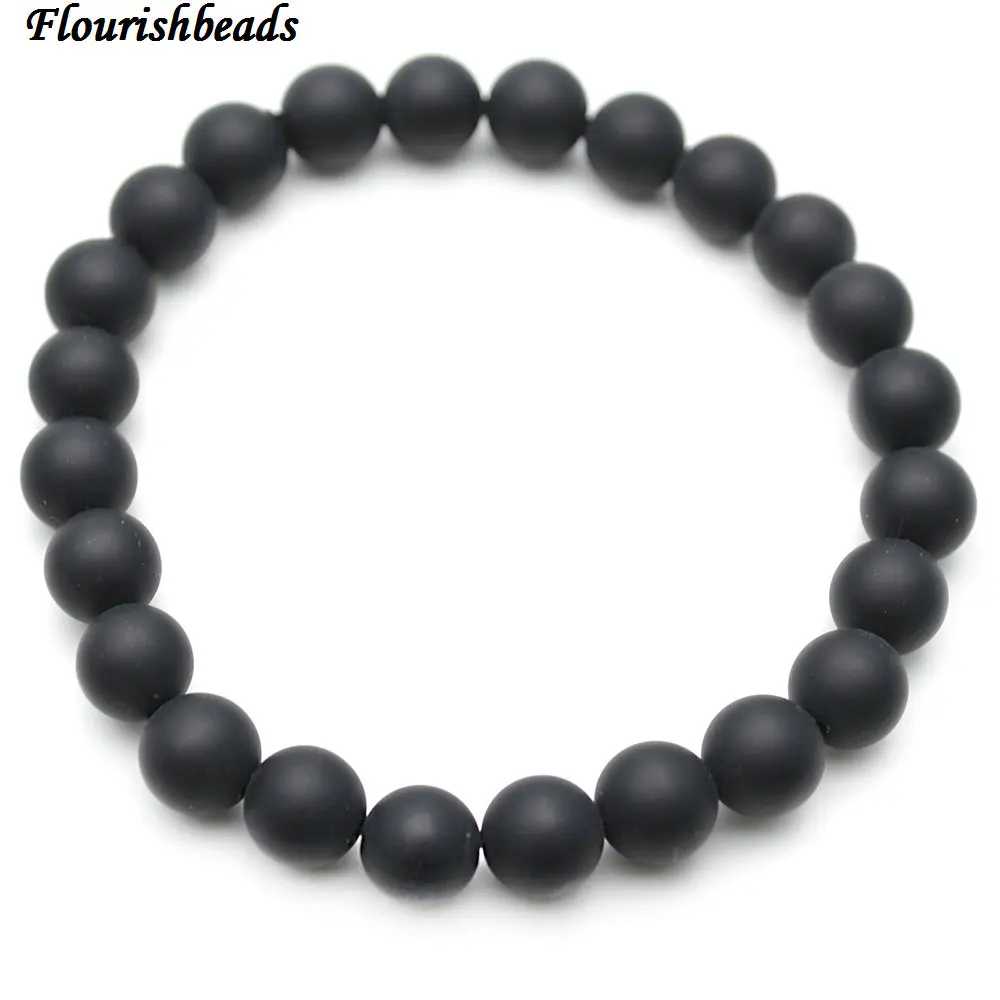 

8 мм матовый натуральный черный оникс агат Камень круглые бусины эластичная линия браслеты Модные женские ювелирные изделия