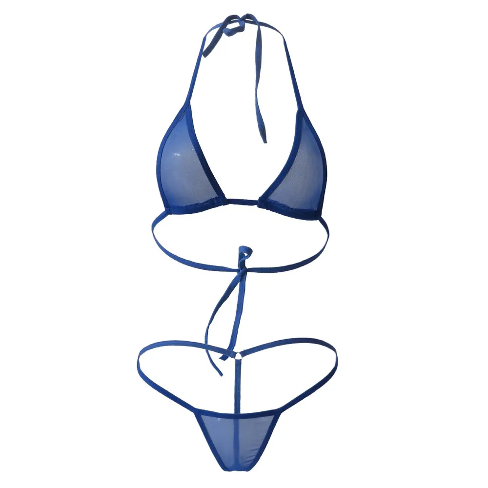 

bikini 2019 Sexy Sling triangle Open back Transparent Mesh Thong girl Beach spa swimwear women swimsuit biquini bikinis monokini