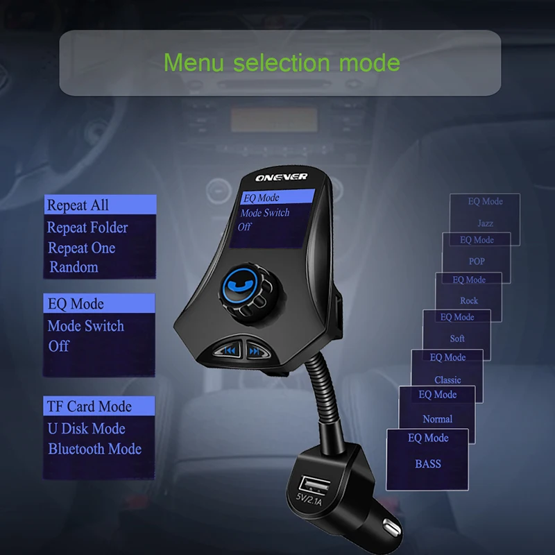 Onever вращающийся Bluetooth fm-передатчик автомобильный комплект 3.1A 3 USB Автомобильное